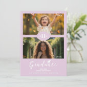 Dusty Lilac Then & Now Timeline Graduate 2-Photo 招待状 (スタンド正面)