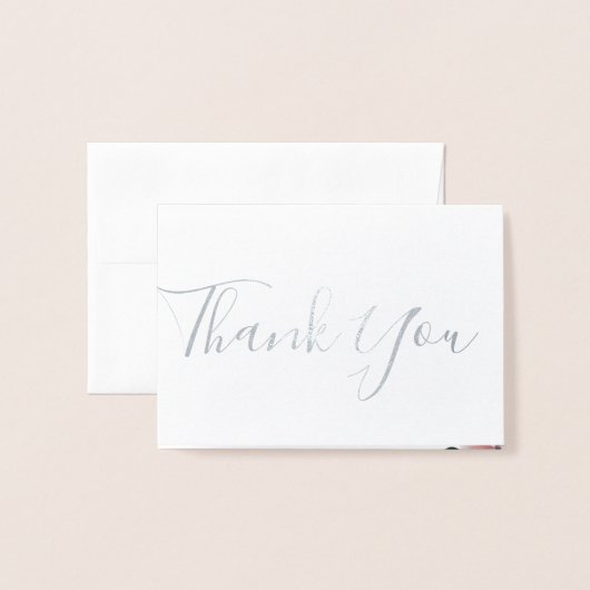 Dusty Mauveフローラ結婚の写真サンキューカード 箔カード (封筒付き正面)