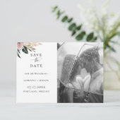 Dusty Mauve Botanical Photo Save The Date 案内状 (スタンド正面)