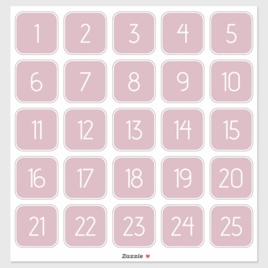 Dusty Mauve Customizable Square Number Stickers シール (シート)