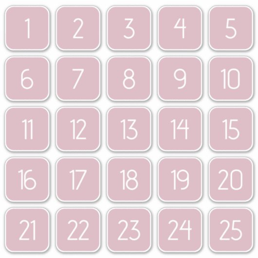 Dusty Mauve Customizable Square Number Stickers シール (正面)