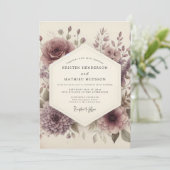 Dusty Mauve Floral Romance Wedding 招待状 (スタンド正面)
