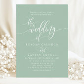 Dusty Mint Simple Modern Script Wedding 招待状