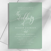 Dusty Mint Simple Modern Script Wedding 招待状