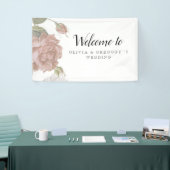 Dusty Modern Rose  Elegant Wedding Floral Backdrop 横断幕 (トレードショー)