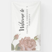 Dusty Modern Rose  Elegant Wedding Floral Backdrop 横断幕 (縦)