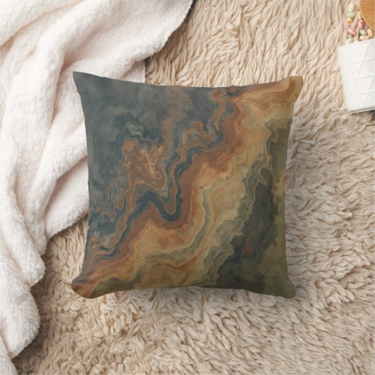 Dusty Navy Blue Burnt Orange Sage Abstract 16" クッション (ブランケット)