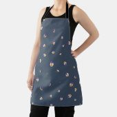 Dusty Navy Japanese Purple Viola Floral Pattern エプロン (インサイチュ)