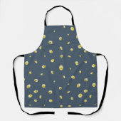 Dusty Navy Japanese Yellow Viola Floral Pattern エプロン (正面)