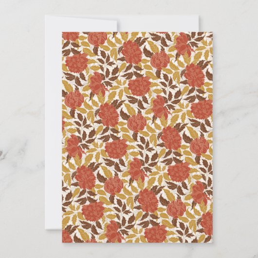 Dusty Orange Peony Flowers Fall Engagement Party 招待状 (裏面)