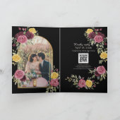 Dusty Pastel Watercolor Roses Black 招待状 (内部)