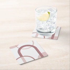 Dusty Pink Abstract Arch Coaster Set スクエアペーパーコースター