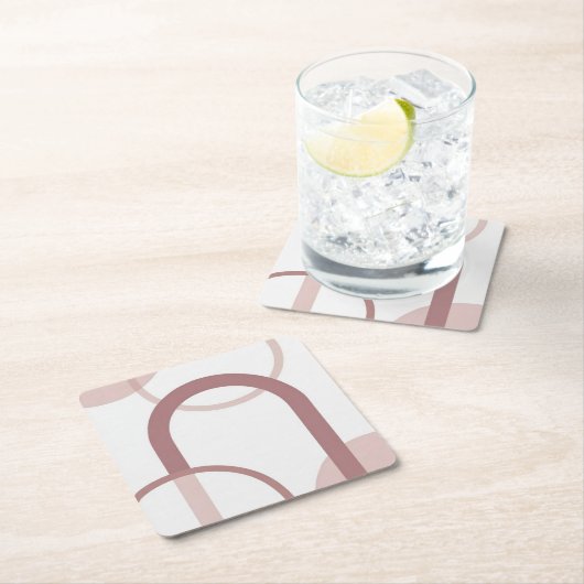 Dusty Pink Abstract Arch Coaster Set スクエアペーパーコースター (インサイチュ)