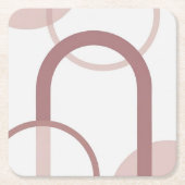 Dusty Pink Abstract Arch Coaster Set スクエアペーパーコースター (正面)