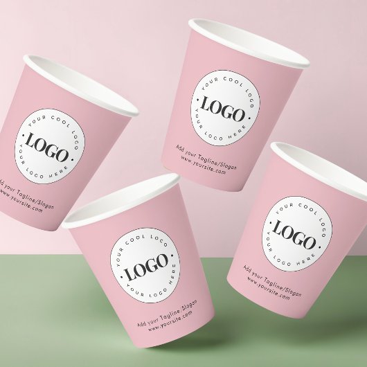 Dusty Pink Addビジネスカスタム会社ロゴパーティー 紙コップ