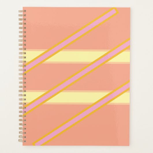 Dusty Pink and Cream Horizontal Stripes プランナー手帳 (正面)