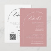 Dusty Pink Blush Rose Wedding Details エンクロージャーカード (正面/裏面)