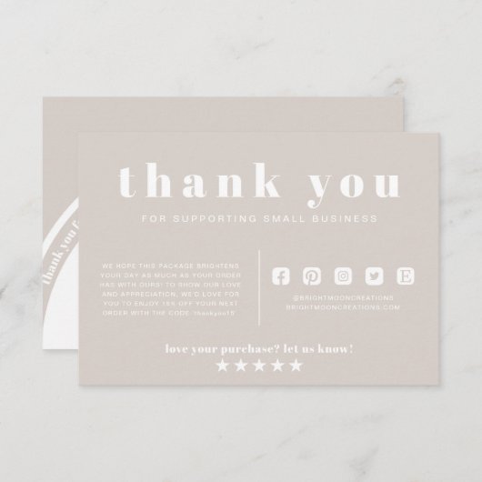Dusty Pink Boho、スモールビジネスのご注文に感謝 エンクロージャーカード (正面/裏面)