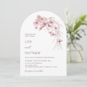 Dusty Pink Boho Flowers White Casual Wedding 招待状 (スタンド正面)