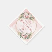 Dusty Pink Botanical Napkins Styled Quinceañera スタンダードカクテルナプキン (角)