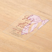 Dusty Pink Bow ⎮Modern Elegant Bridal Shower アクリル招待状 (レイダウン)
