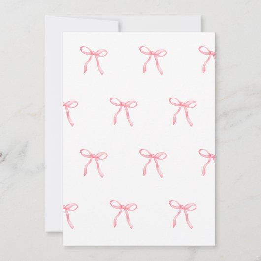 Dusty Pink Bow Pastel Baby Shower 招待状 (裏面)