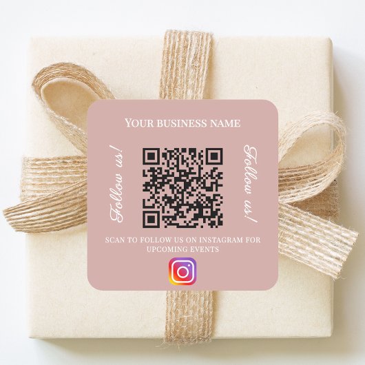 Dusty pink business name qr code instagram スクエアシール