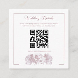 Dusty Pink Calligraphy QR Code Wedding エンクロージャーカード