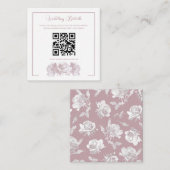 Dusty Pink Calligraphy QR Code Wedding エンクロージャーカード (正面/裏面)