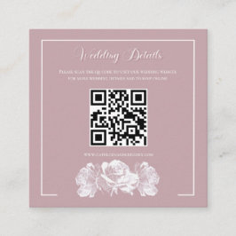 Dusty Pink Calligraphy QR Info Wedding エンクロージャーカード