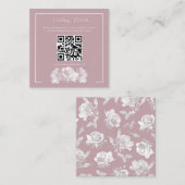 Dusty Pink Calligraphy QR Info Wedding エンクロージャーカード (正面/裏面)