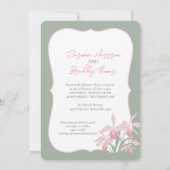 Dusty pink Cattleya orchid wedding modern floral 招待状 (裏面)