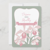 Dusty pink Cattleya orchid wedding modern floral 招待状 (正面)