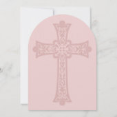Dusty Pink Celtic Cross First Holy Communion 招待状 (裏面)