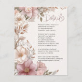 Dusty Pink Cream Magnolia Floral Wedding Details エンクロージャーカード (正面)