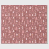 Dusty Pink Doodle Christmas Tree Holiday Pattern ラッピングペーパー (フラット)