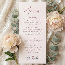 Dusty Pink Elegant Script Wedding Menu  メニュー