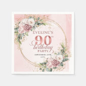 Dusty Pink Eucalyptus Boho 90th Birthday Party   スタンダードカクテルナプキン (正面)