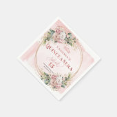 Dusty Pink Eucalyptus Floral Napkin 15th Birthday スタンダードカクテルナプキン (角)