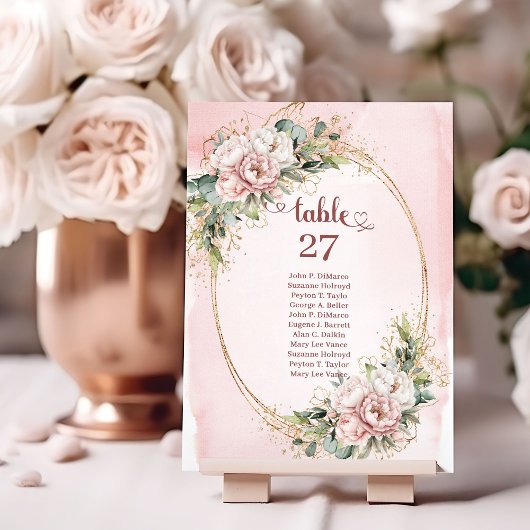 Dusty Pink Eucalyptus Wedding Table Number Sign テーブルナンバー