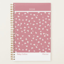 Dusty Pink Feminine Minimalist Floral Planner プランナー手帳