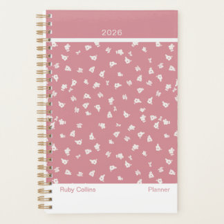 Dusty Pink Feminine Minimalist Floral Planner プランナー手帳