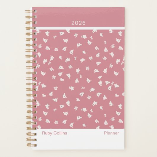 Dusty Pink Feminine Minimalist Floral Planner プランナー手帳 (正面)