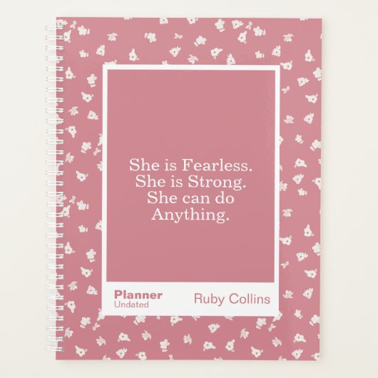 Dusty Pink Floral Block Quote | Fully Customizable プランナー手帳 (正面)