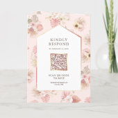 Dusty Pink Floral Boho Beach Arbor QR Code Wedding 招待状 (裏面)