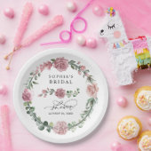 Dusty Pink Floral Bridal Shower ペーパープレート (パーティー)