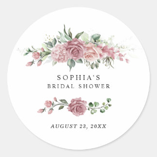 Dusty Pink Floral Bridal Shower ラウンドシール