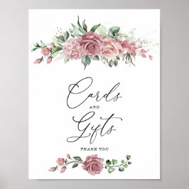 Dusty Pink Floral Cards & Gifts Sign ポスター
