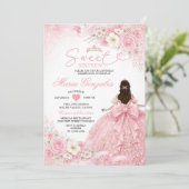 Dusty Pink Floral Charra Princess Sweet Sixteen 招待状 (スタンド正面)