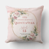 Dusty Pink Floral Eucalyptus Perfect Gift Quince  クッション (正面)